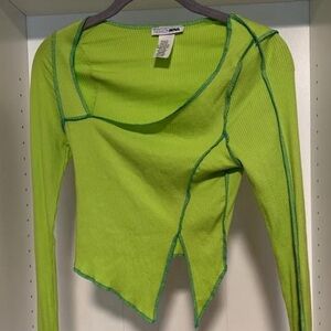 Fashion nova green top size medium worn once green with blue stripes